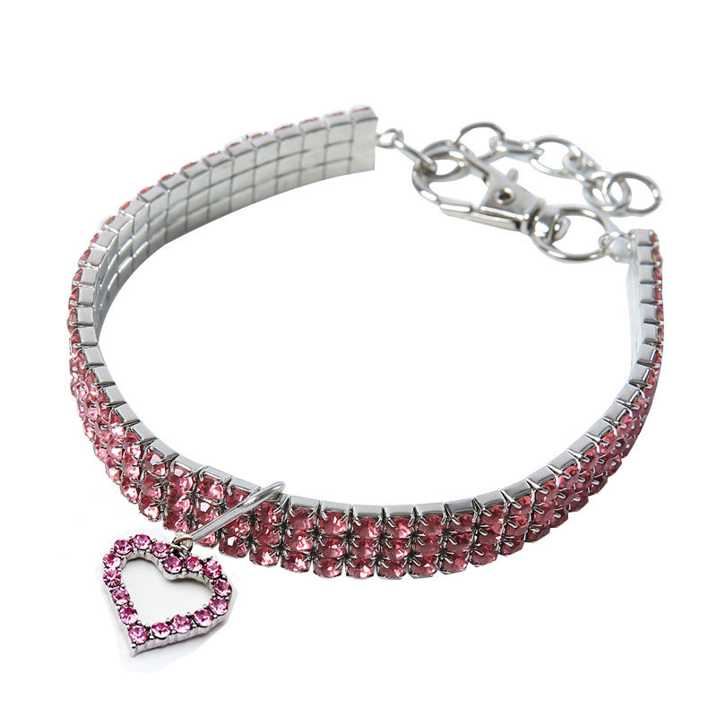 JMT-768074 Heart-Shaped Metal Pet Necklace for All Seasons - Adjustable Sizes Available
