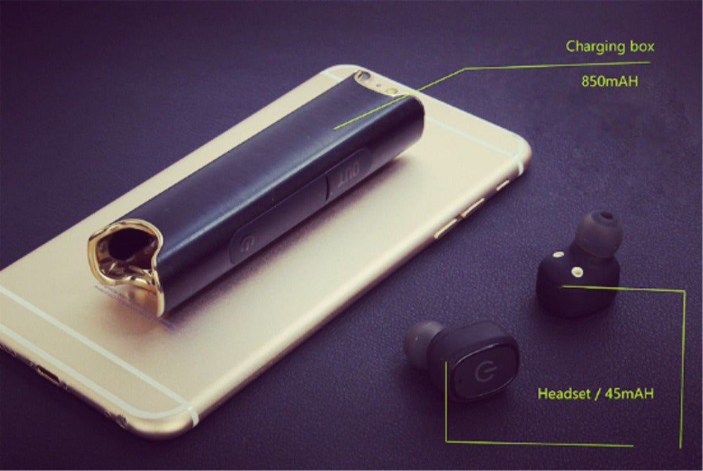 JMT-768074 Wireless Earbuds with Built-In Power Bank, IP67 Waterproof, Bluetooth 4.2, Noise Isolation, Dual Headphones Compatible with iOS and Android