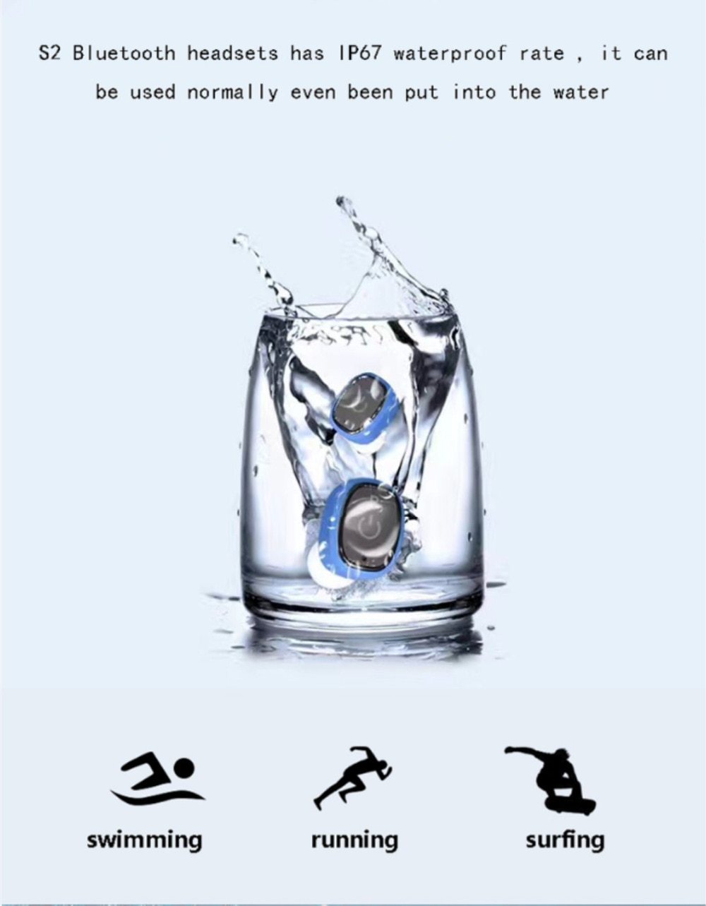 JMT-768074 Wireless Earbuds with Built-In Power Bank, IP67 Waterproof, Bluetooth 4.2, Noise Isolation, Dual Headphones Compatible with iOS and Android