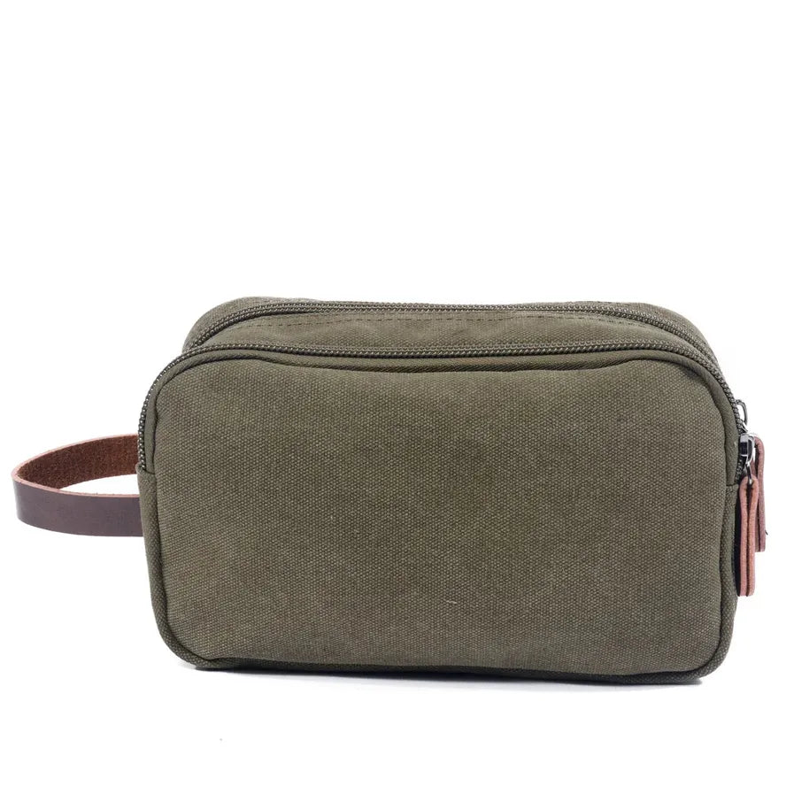 JMT-768458 Retro Canvas and PU Leather Travel Toiletry Bag 30cm x 20cm x 5cm