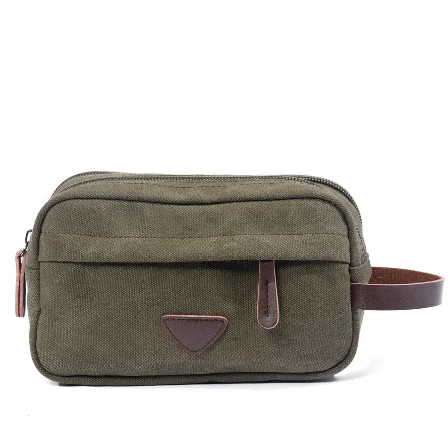 JMT-768458 Retro Canvas and PU Leather Travel Toiletry Bag 30cm x 20cm x 5cm