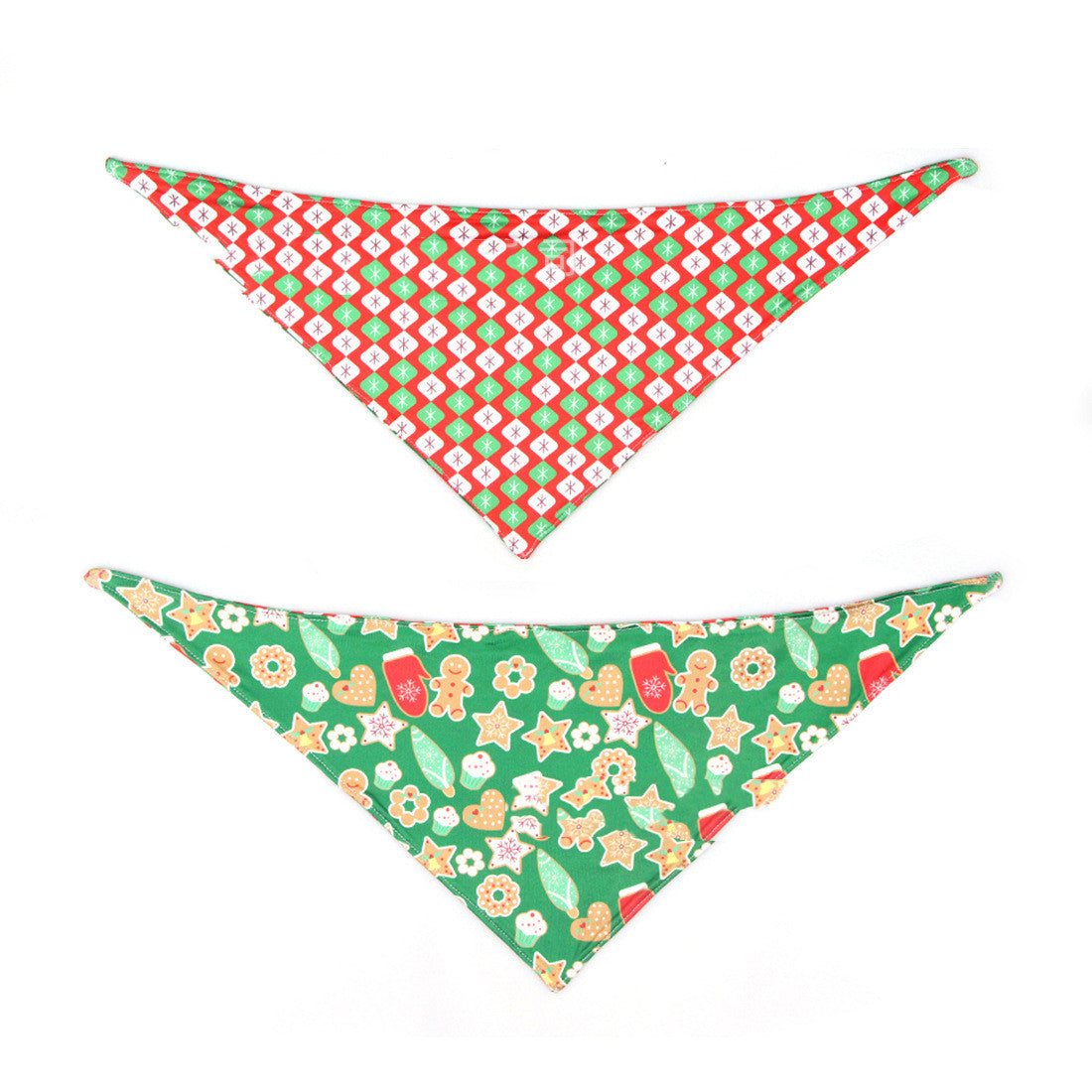 JMT-769034 Double-Sided Pet Triangle Scarf with Festive Patterns for Dogs