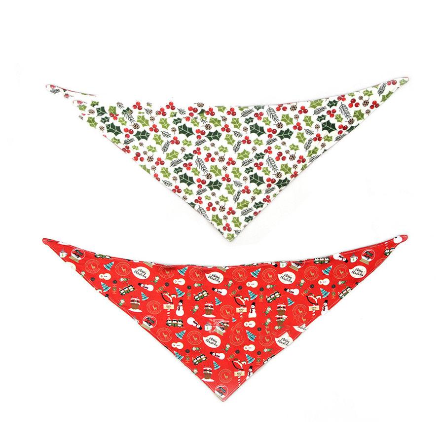 JMT-769034 Double-Sided Pet Triangle Scarf with Festive Patterns for Dogs
