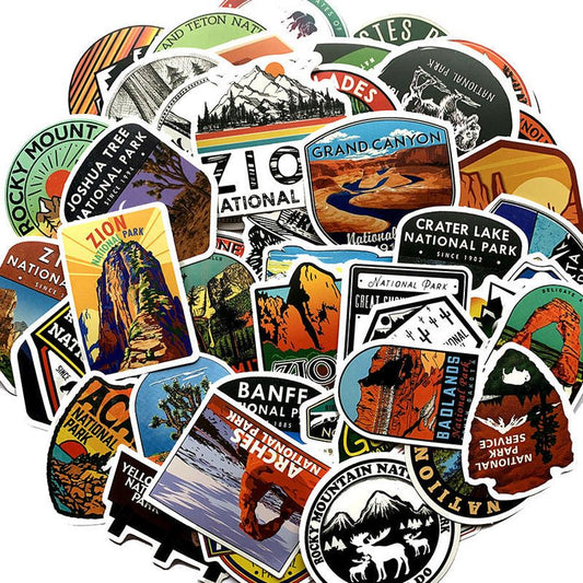 JMT-769034 Matte Cartoon PVC Stickers - Waterproof National Park Series, Small Size, 25g
