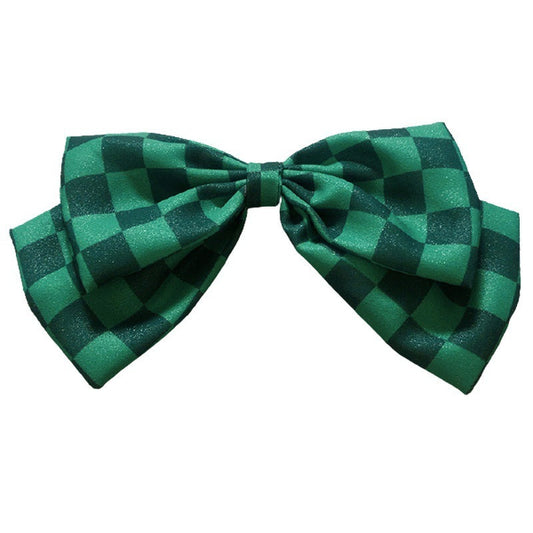 JMT-769098 Chiffon Cartoon Character Bow Hairpin in Plaid Pattern - Unisex Hair Accessory