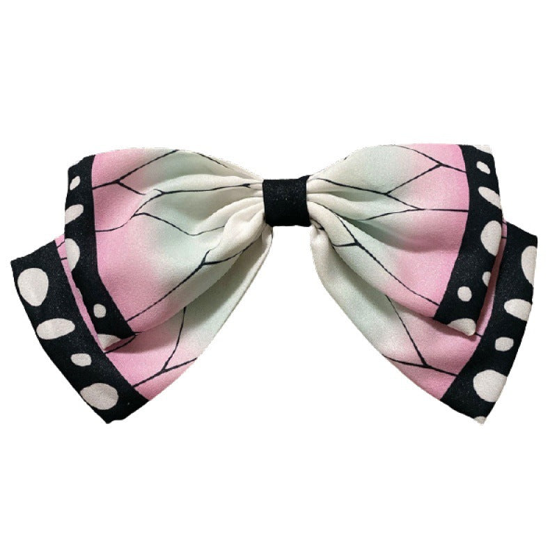 JMT-769098 Chiffon Cartoon Character Bow Hairpin in Plaid Pattern - Unisex Hair Accessory