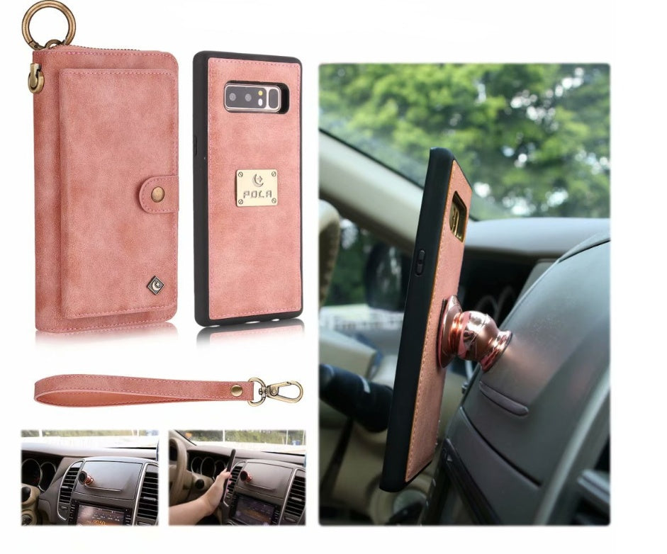 JMT-769098 Multi-function Zipper Wallet Phone Case for Galaxy Note8 - Elegant Imitation Leather Design in Multiple Colors