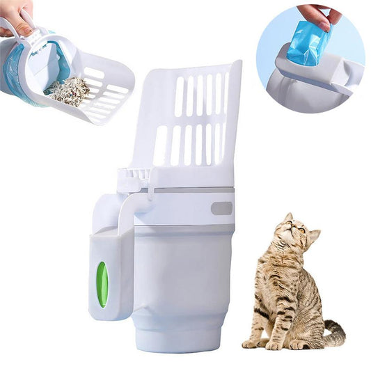 JMT-769802 Cat Litter Scoop with Refill Bags - 2-in-1 Waste Collection System for Cats and Dogs, Space-Saving Design
