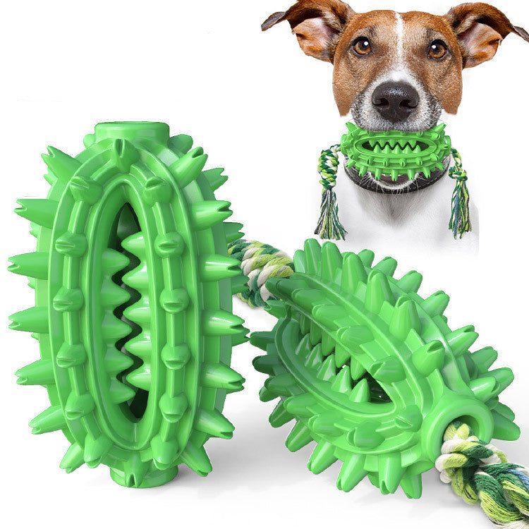 JMT-769866 Durable TPR Dog Toy with Rope Cactus Molar Stick for Chewing and Teeth Cleaning