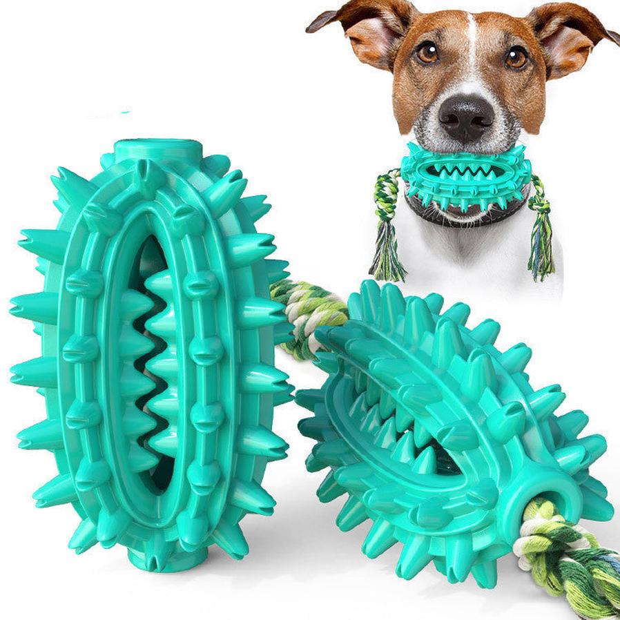 JMT-769866 Durable TPR Dog Toy with Rope Cactus Molar Stick for Chewing and Teeth Cleaning