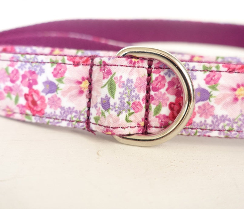 JMT-770058 Purple Floral Dog Leash in Cloth and Ribbon Material