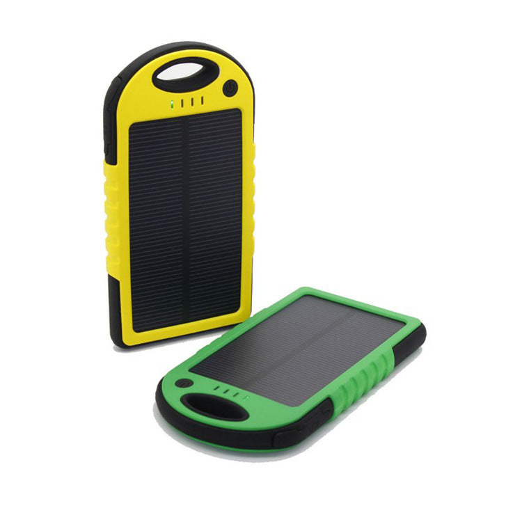 JMT-770058 Solar Power Bank with Dual USB Ports and 8000mAh Battery, Waterproof and Dustproof, Includes Carabiner for Outdoor Use
