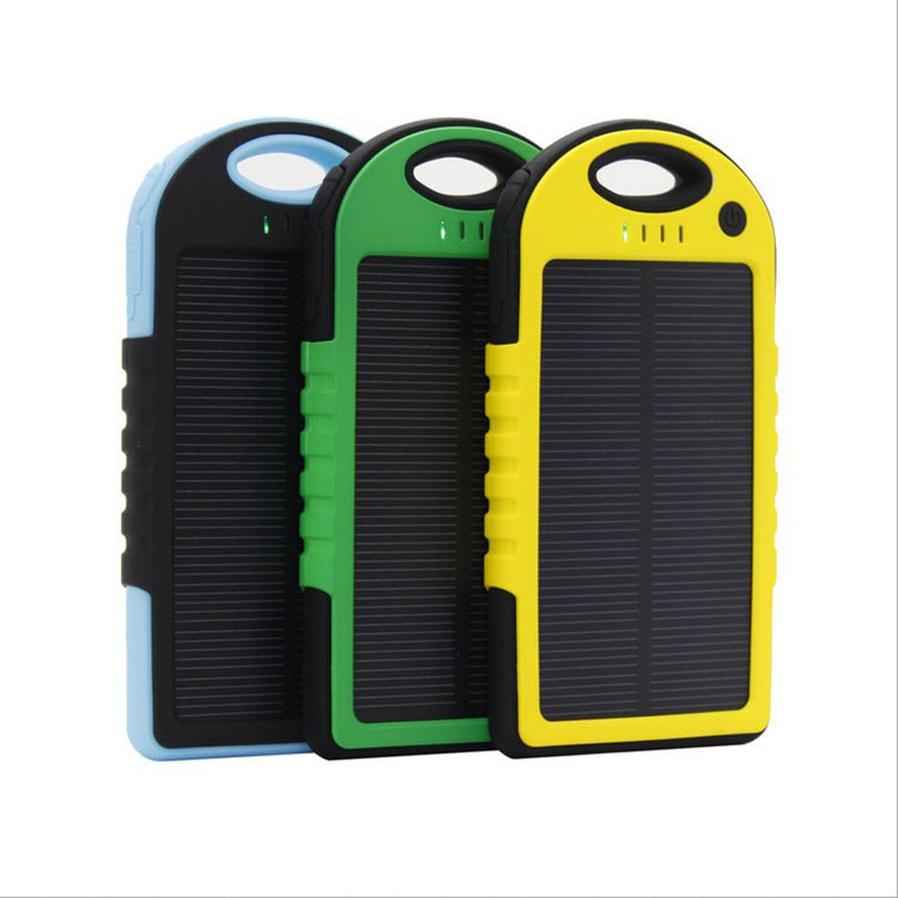 JMT-770058 Solar Power Bank with Dual USB Ports and 8000mAh Battery, Waterproof and Dustproof, Includes Carabiner for Outdoor Use