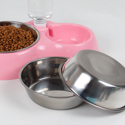 JMT-770890 Automatic Double Pet Bowl for Cats and Dogs – Stylish Water Drinking Basin in Pink, Blue, and Green