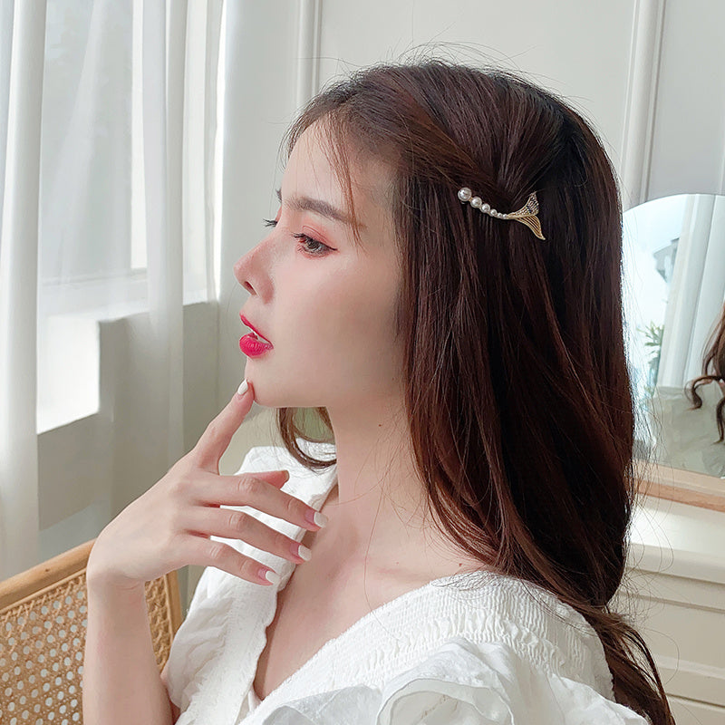 JMT-771402 Mermaid Tail Hairpin Side Clip in Alloy with Diamond and Lollipop Designs