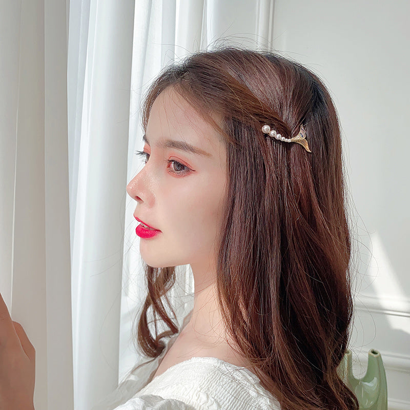 JMT-771402 Mermaid Tail Hairpin Side Clip in Alloy with Diamond and Lollipop Designs