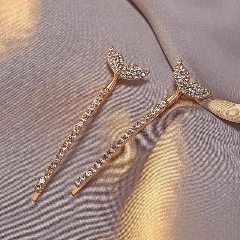 JMT-771402 Mermaid Tail Hairpin Side Clip in Alloy with Diamond and Lollipop Designs