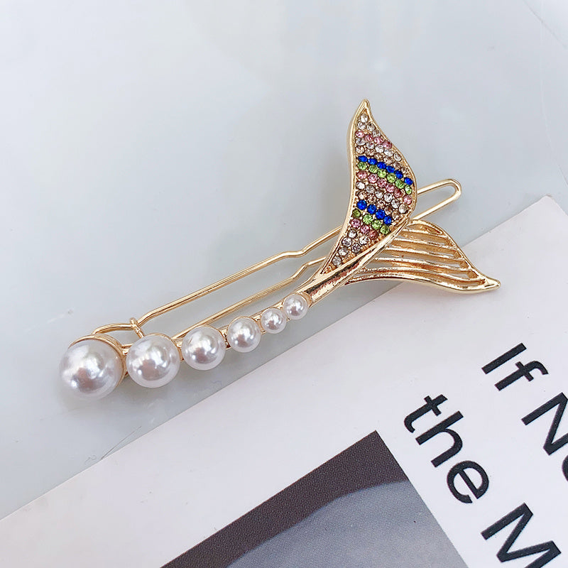 JMT-771402 Mermaid Tail Hairpin Side Clip in Alloy with Diamond and Lollipop Designs