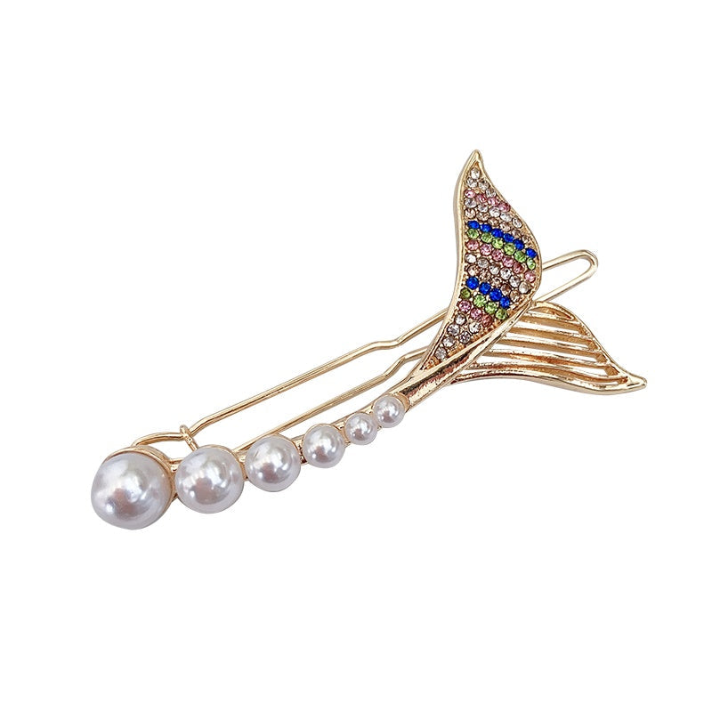 JMT-771402 Mermaid Tail Hairpin Side Clip in Alloy with Diamond and Lollipop Designs