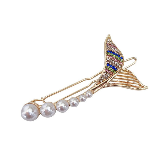 JMT-771402 Mermaid Tail Hairpin Side Clip in Alloy with Diamond and Lollipop Designs