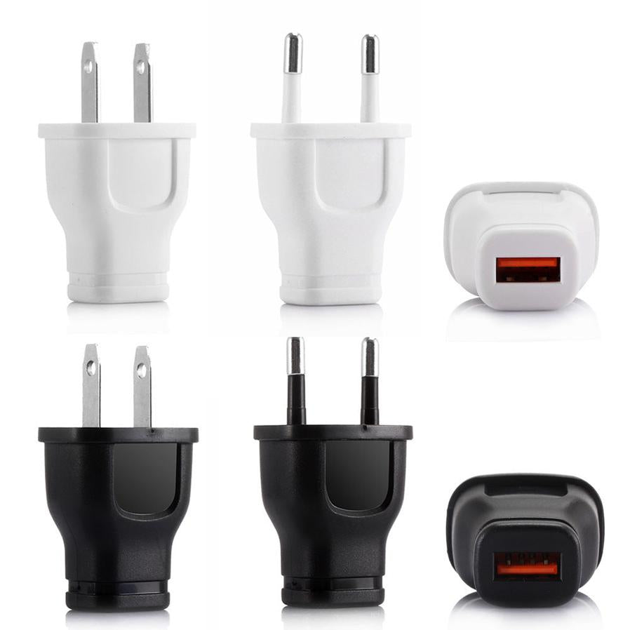 JMT-771402 Single Port USB Travel Charger - USB Black and White, EU & US Compatible, Compact Design