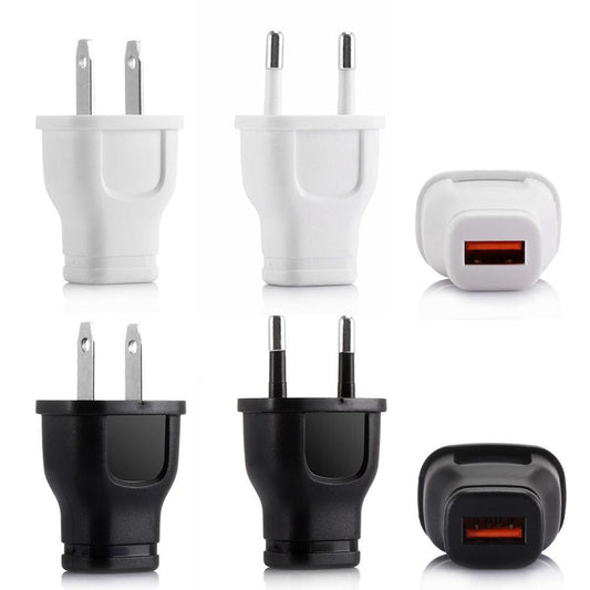 JMT-771402 Single Port USB Travel Charger - USB Black and White, EU & US Compatible, Compact Design