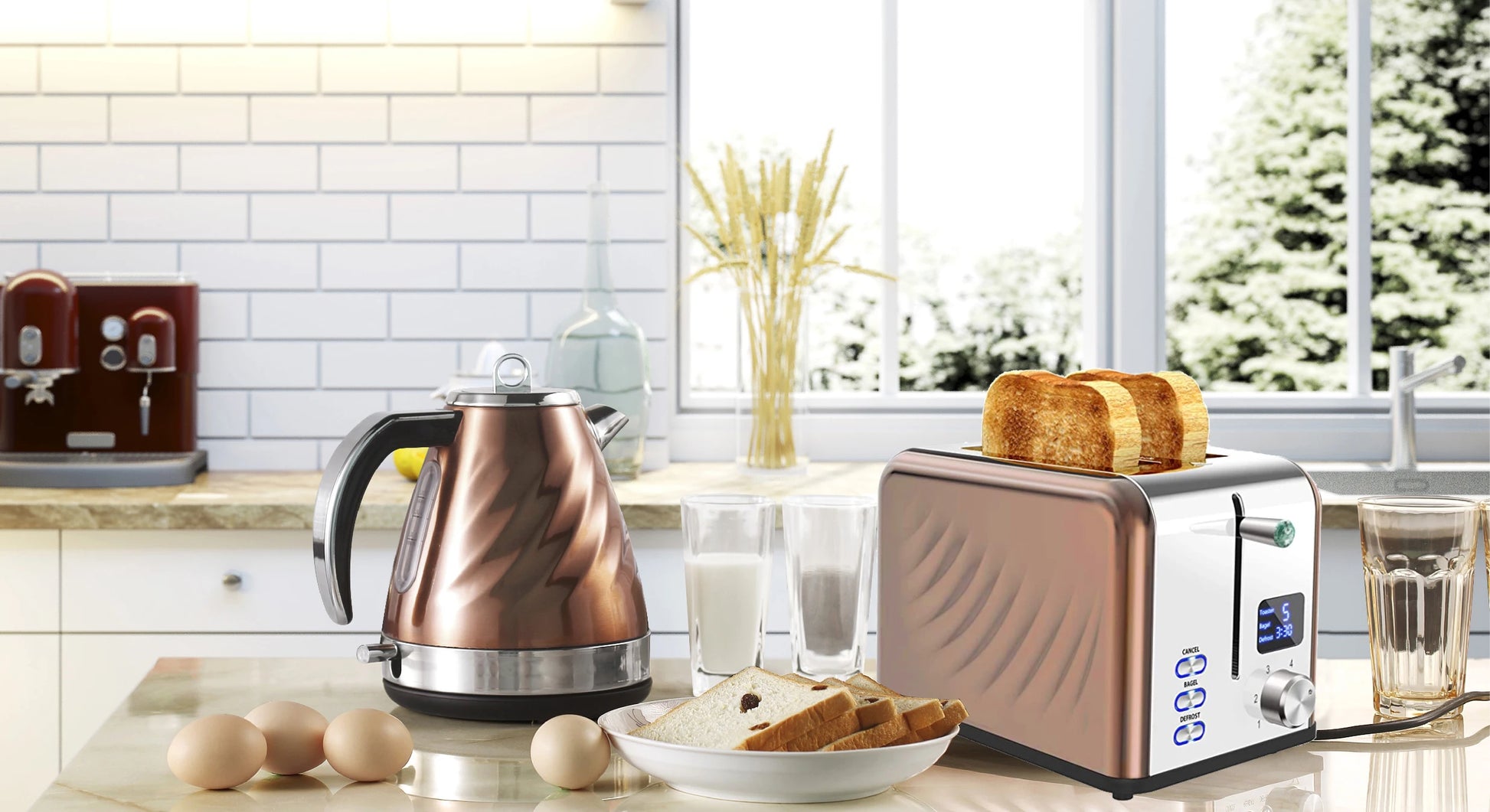 JMT-771530 Stainless Steel 2-Slice Electric Pop-Up Toaster with Protective Cover