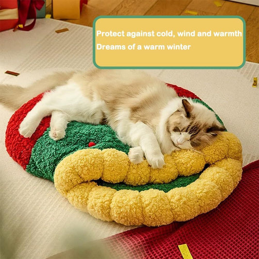 JMT-772170 Christmas Sock Shaped Cat Bed and Semi-Enclosed Sleeping Bag for Cats and Small Dogs