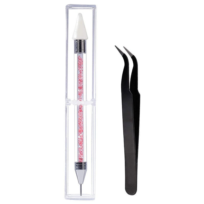 JMT-772170 Three-Piece Double-Headed Diamond Pen and Tweezer Set for Nail Enhancement