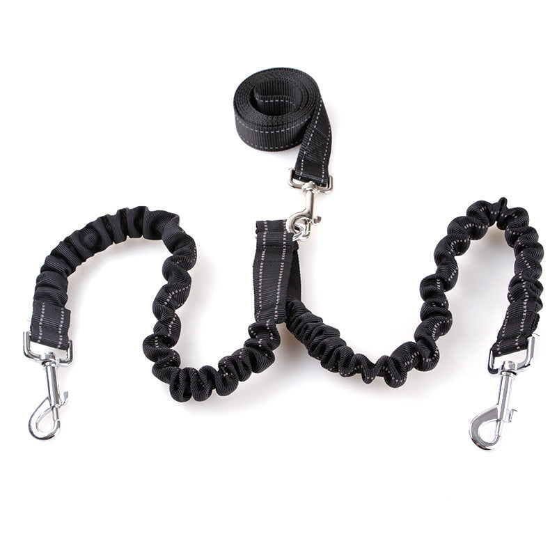 JMT-772362 Retractable Double-Headed Dog Pull Rope Leash - Nylon, Black, Scalable, Suitable for Dogs
