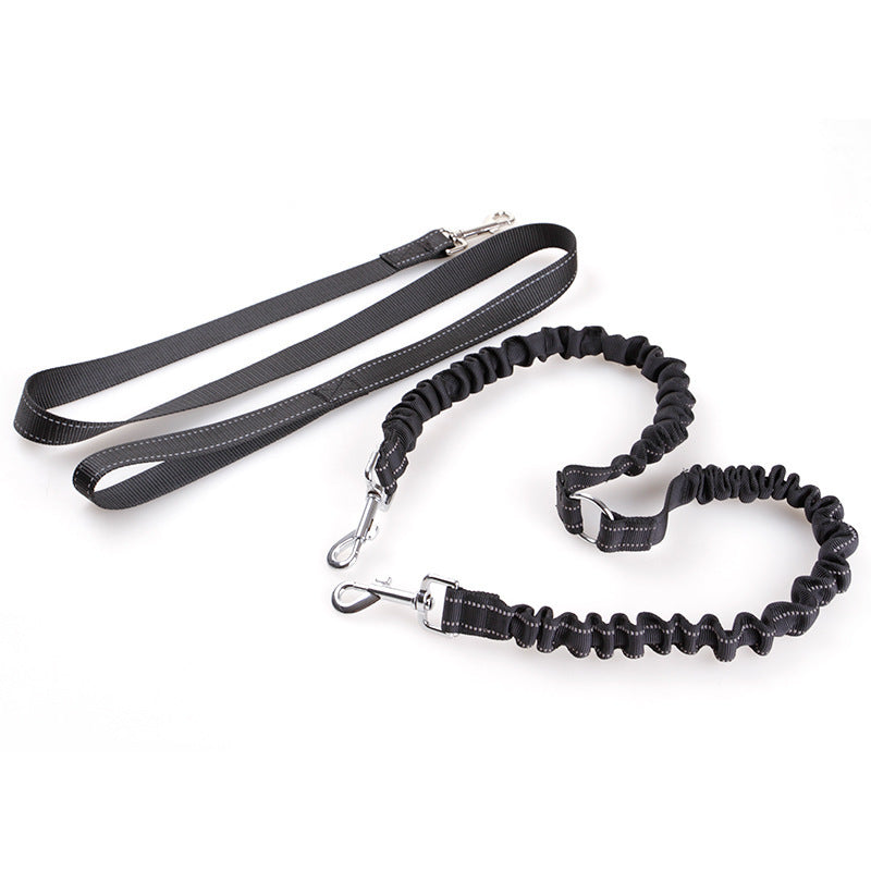 JMT-772362 Retractable Double-Headed Dog Pull Rope Leash - Nylon, Black, Scalable, Suitable for Dogs
