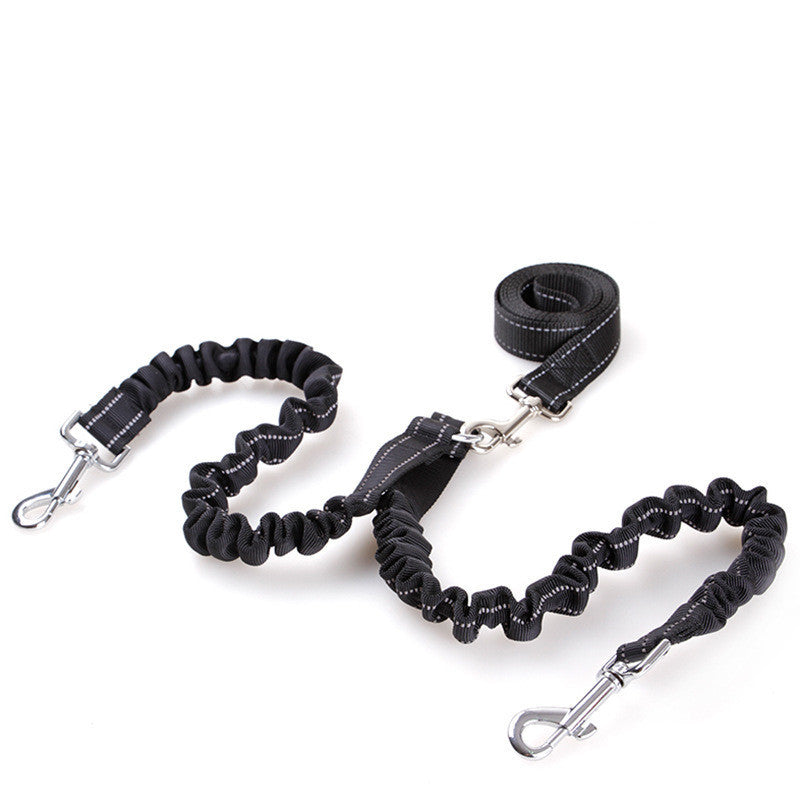 JMT-772362 Retractable Double-Headed Dog Pull Rope Leash - Nylon, Black, Scalable, Suitable for Dogs
