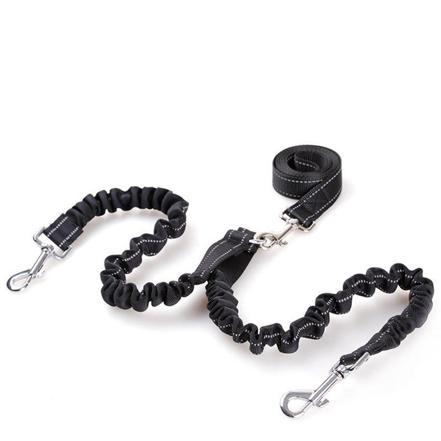 JMT-772362 Retractable Double-Headed Dog Pull Rope Leash - Nylon, Black, Scalable, Suitable for Dogs