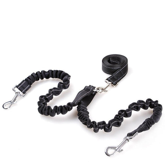 JMT-772362 Retractable Double-Headed Dog Pull Rope Leash - Nylon, Black, Scalable, Suitable for Dogs