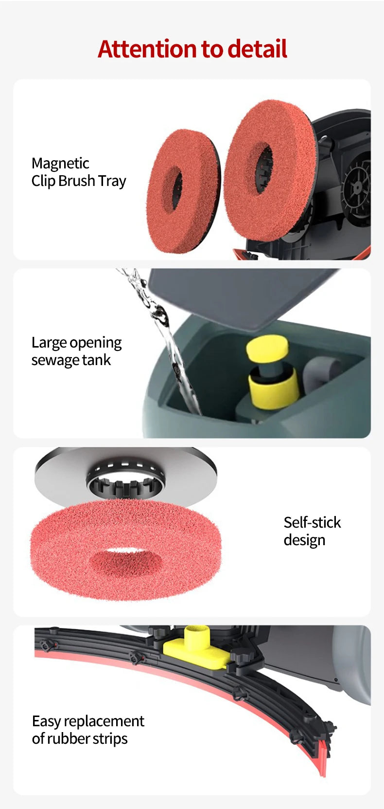JMT-772490 Portable Mini Floor Scrubber 170W Handheld Cleaning Machine for Household Use