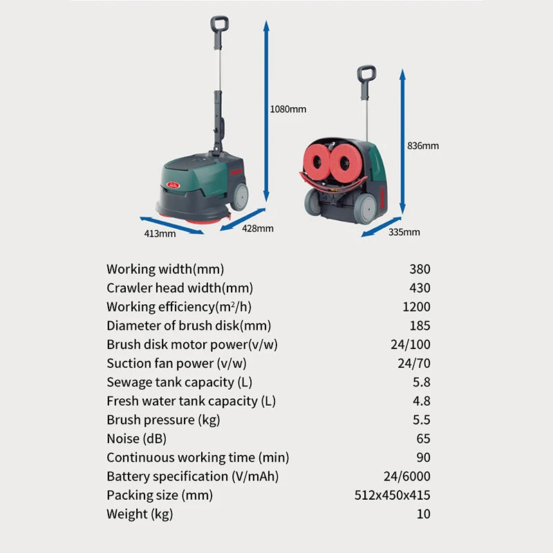 JMT-772490 Portable Mini Floor Scrubber 170W Handheld Cleaning Machine for Household Use