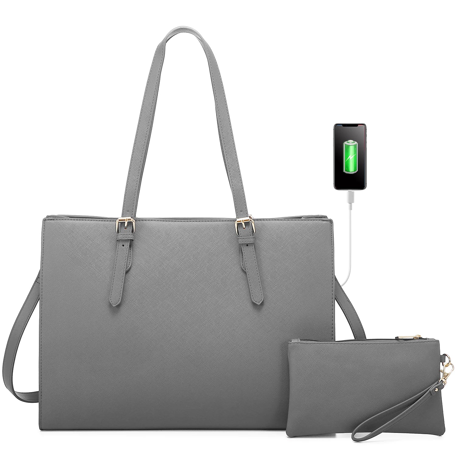 JMT-772682 Elegant 15.6 Inch PU Leather Laptop Bag Set for Women - Business Tote and Handbag