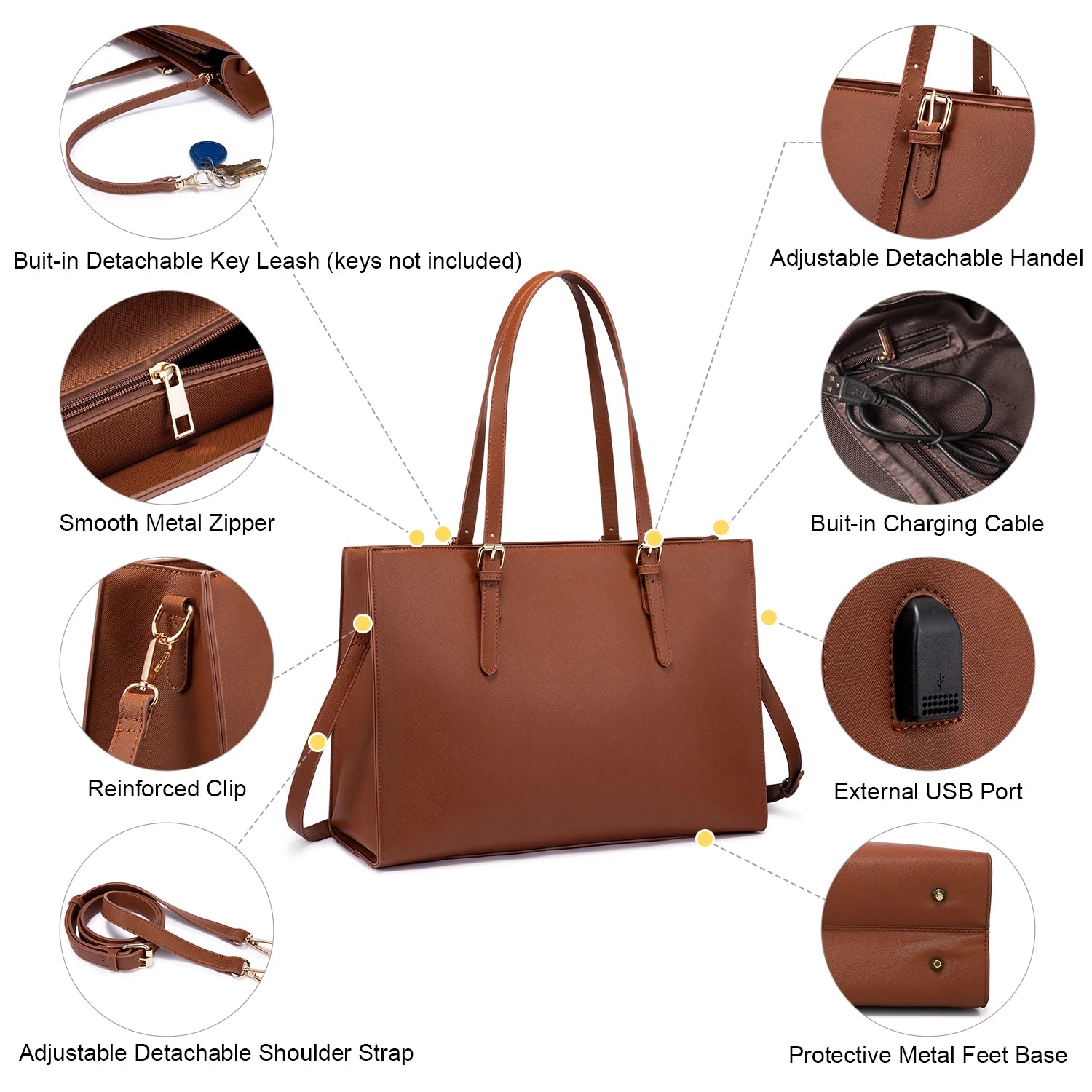 JMT-772682 Elegant 15.6 Inch PU Leather Laptop Bag Set for Women - Business Tote and Handbag