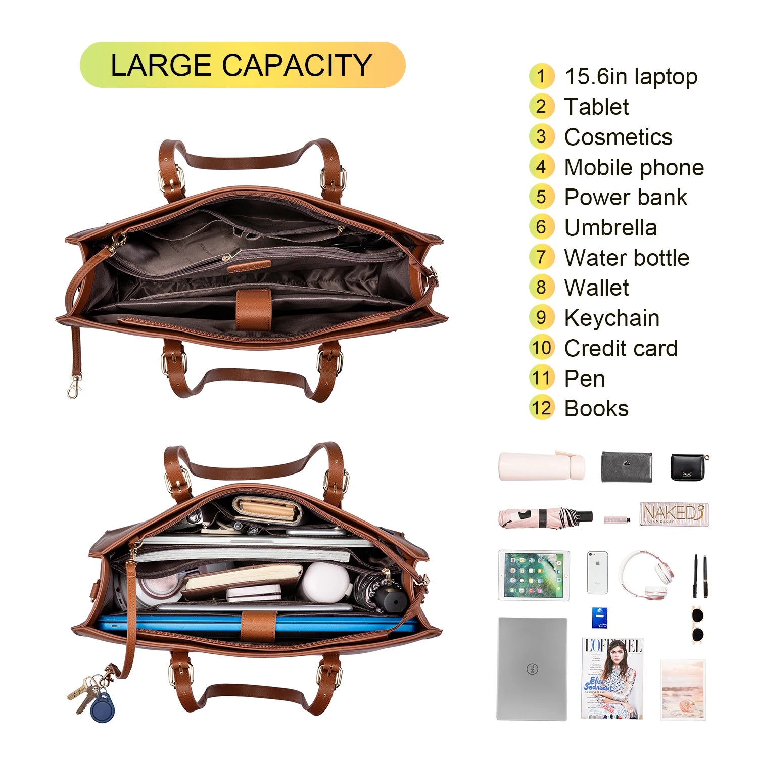 JMT-772682 Elegant 15.6 Inch PU Leather Laptop Bag Set for Women - Business Tote and Handbag