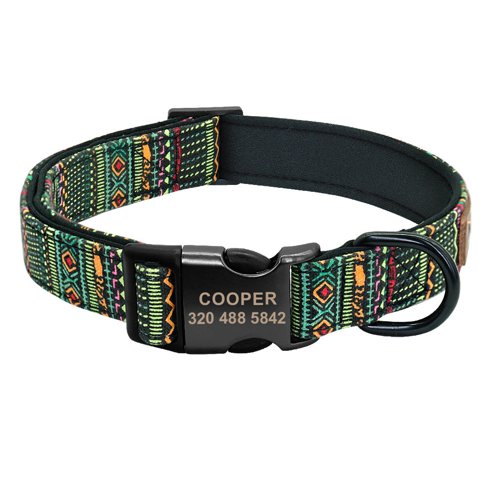JMT-772682 Personalized Nylon Dog Collar in Red, Blue, Green, Coffee, and Pink