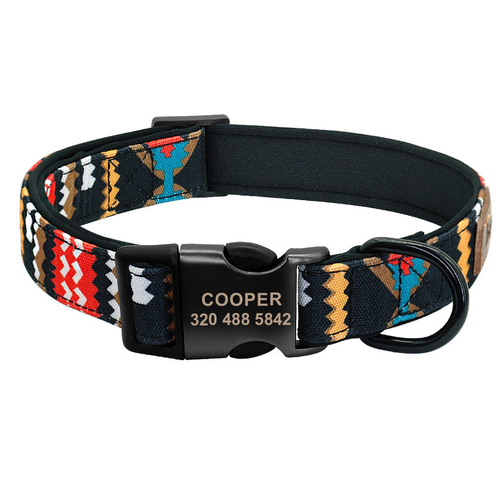 JMT-772682 Personalized Nylon Dog Collar in Red, Blue, Green, Coffee, and Pink