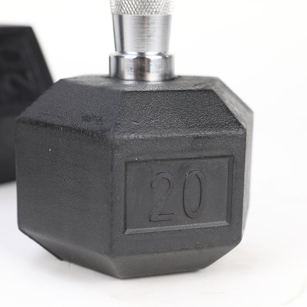 JMT-772938 Rubber Coated Solid Cast Iron Dumbbells - 20LB Pair with 2 Handles