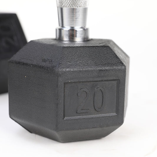 JMT-772938 Rubber Coated Solid Cast Iron Dumbbells - 20LB Pair with 2 Handles
