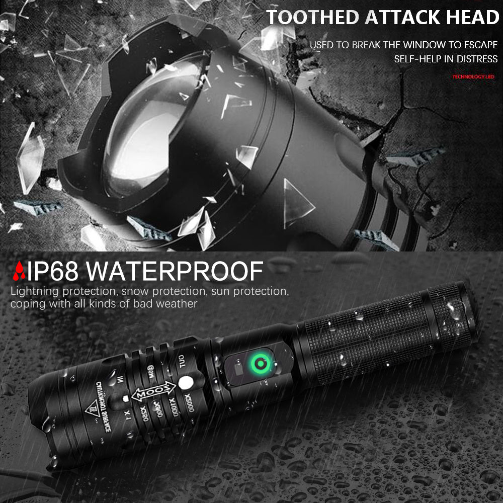 JMT-772938 Zoomable USB Rechargeable Super Bright Waterproof Flashlight with 5 Modes for Outdoor Use