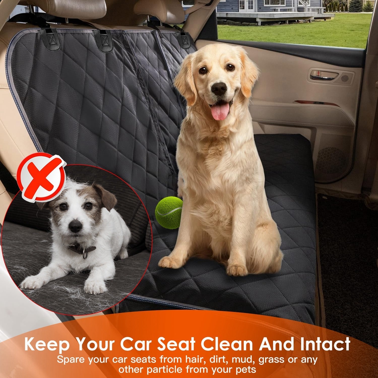 JMT-774026 Waterproof Dog Car Seat Cover with Scratchproof Protection and Adjustable Seat Belt for SUVs, Trucks, and Cars