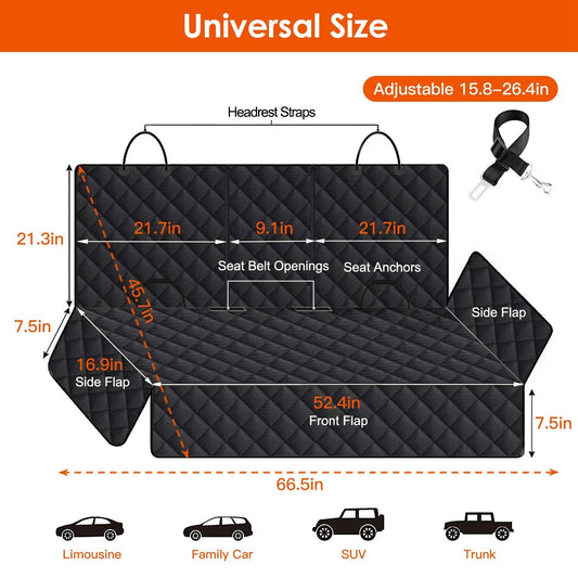 JMT-774026 Waterproof Dog Car Seat Cover with Scratchproof Protection and Adjustable Seat Belt for SUVs, Trucks, and Cars