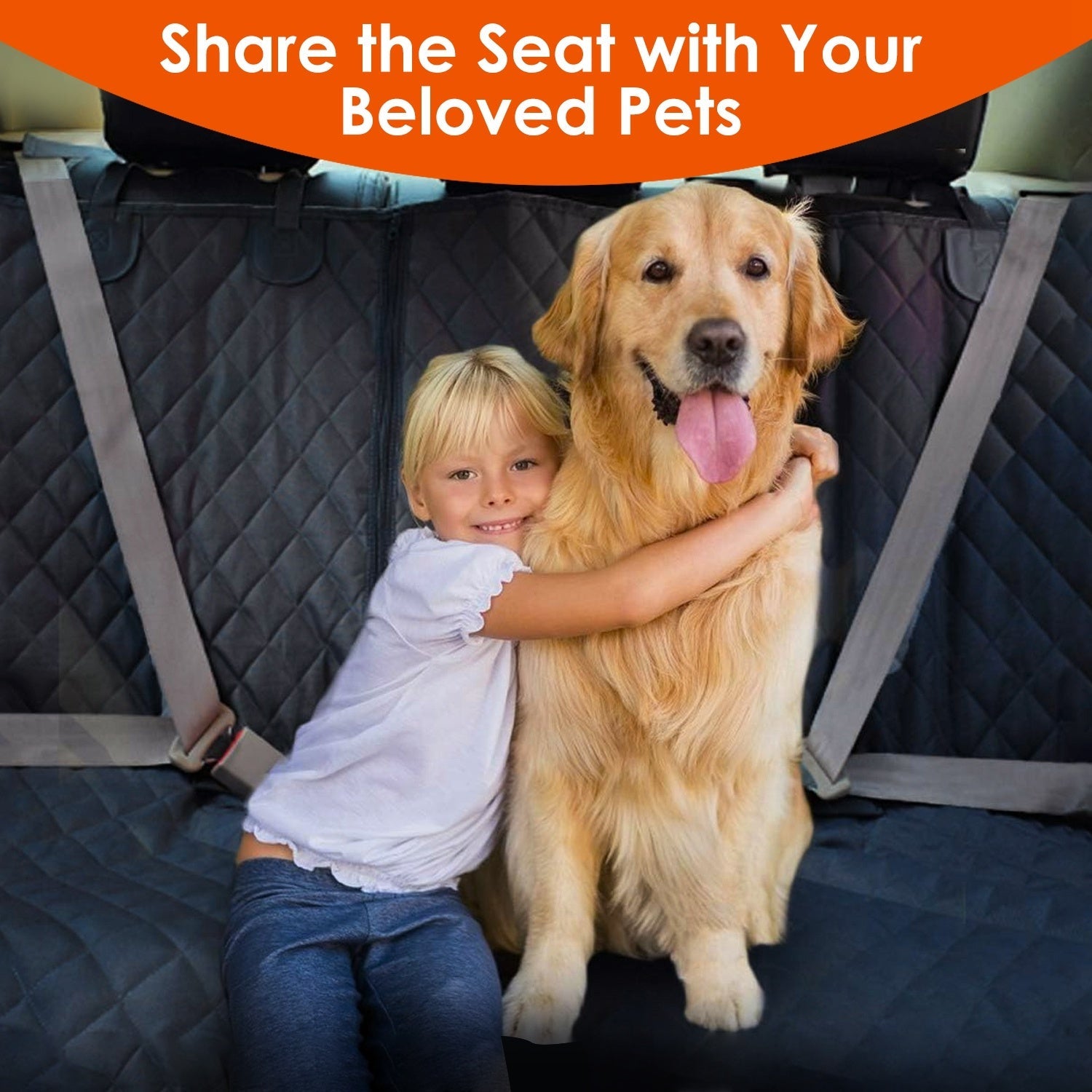 JMT-774026 Waterproof Dog Car Seat Cover with Scratchproof Protection and Adjustable Seat Belt for SUVs, Trucks, and Cars