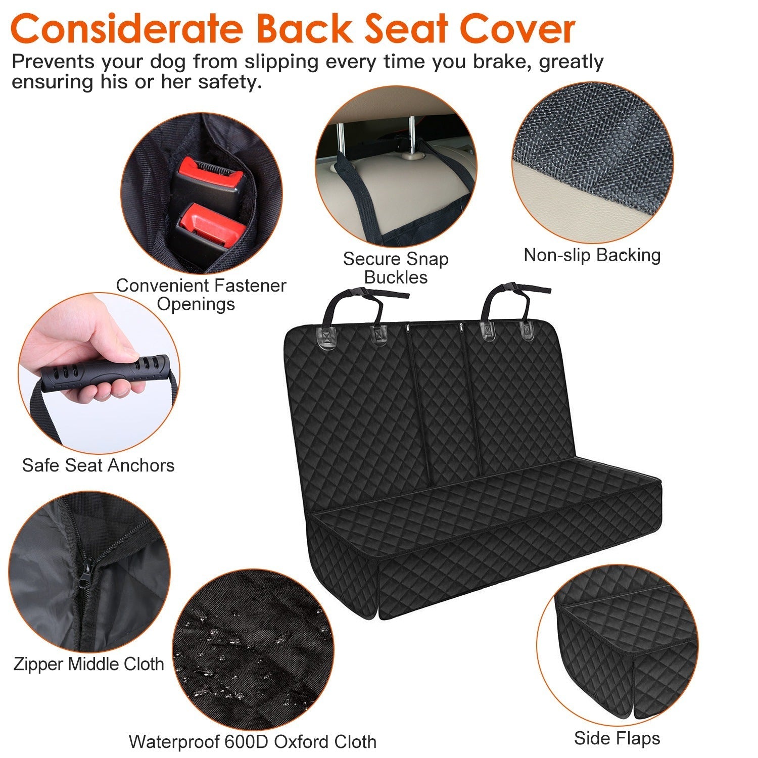 JMT-774026 Waterproof Dog Car Seat Cover with Scratchproof Protection and Adjustable Seat Belt for SUVs, Trucks, and Cars