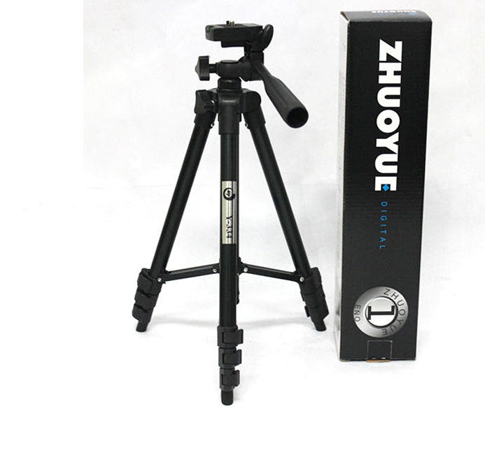 JMT-774282 Portable Universal Tripod Compatible with iPhone and Cameras, 1.2m Height Adjustment, Black/Silver