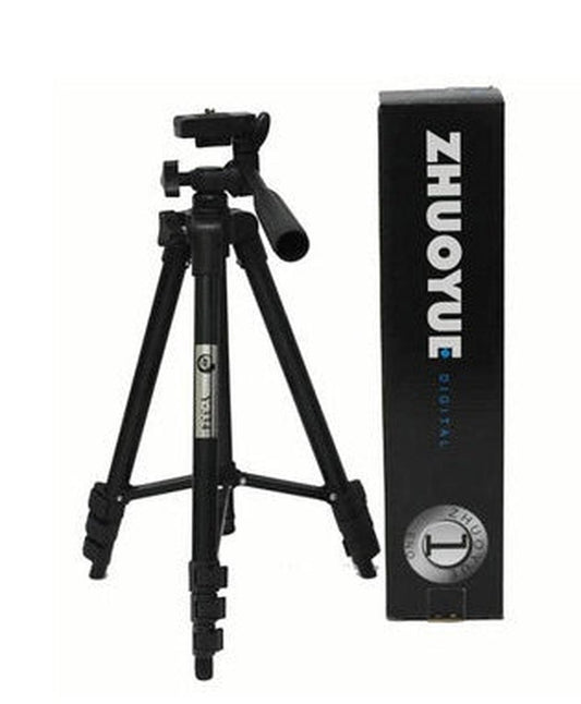 JMT-774282 Portable Universal Tripod Compatible with iPhone and Cameras, 1.2m Height Adjustment, Black/Silver
